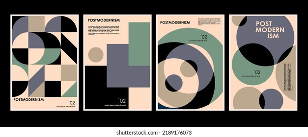 Artworks, posters inspired postmodern of vector abstract dynamic symbols with bold geometric shapes, useful for web background, poster art design, magazine front page, hi-tech print, cover artwork.