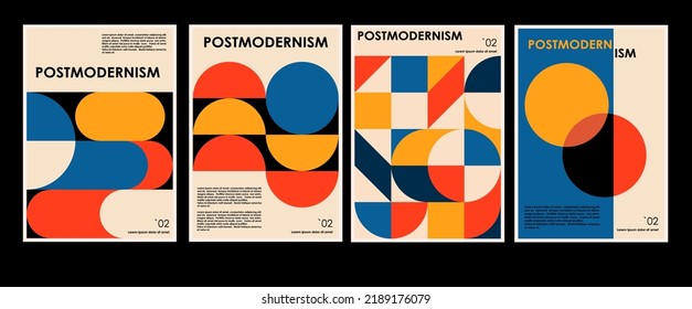 Artworks, posters inspired postmodern of vector abstract dynamic symbols with bold geometric shapes, useful for web background, poster art design, magazine front page, hi-tech print, cover artwork.