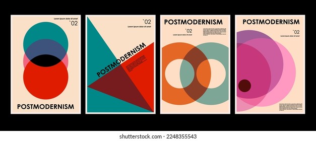 Artworks, posters inspired postmodern of vector abstract dynamic symbols with bold geometric shapes, useful for web background, poster art design, magazine front page, hi-tech print, cover artwork.