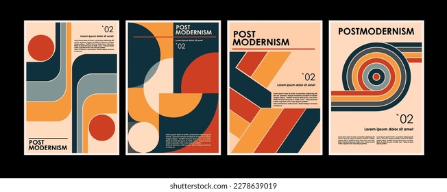 Artworks, posters inspired postmodern of vector abstract dynamic symbols with bold geometric shapes, useful for web background, poster art design, magazine front page, hi-tech print, cover artwork.