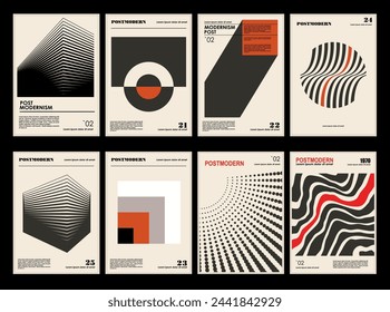 Artworks, posters inspired postmodern of vector abstract dynamic symbols with bold geometric shapes, useful for web background, poster art design, magazine front page, hi-tech print, cover artwork
