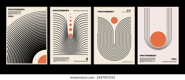 Obras de Arte, carteles inspirados postmodernos de Vector abstracto dinámico símbolos con Formas geométricas audaces, útil para el fondo de Web, diseño de arte de cartel, portada de revista, impresión de alta tecnología, portada