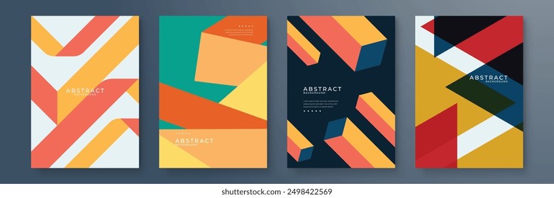 Obras de arte, carteles inspirados postmoderno de Vector abstracto dinámico con Formas geométricas audaces, útiles para el fondo de Web, diseño de carteles, portada de revistas, impresión de alta tecnología, portada.