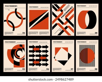 Obras de arte, carteles inspirados postmoderno de Vector abstracto dinámico con Formas geométricas audaces, útiles para el fondo de Web, diseño de carteles, portada de revistas, impresión de alta tecnología, portada.