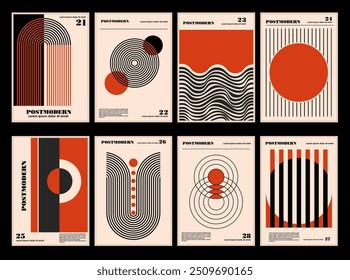 Artworks, posters inspired postmodern of vector abstract dynamic symbols with bold geometric shapes, useful for web background, poster art design, magazine front page, hi-tech print, cover artwork.