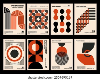 Artworks, posters inspired postmodern of vector abstract dynamic symbols with bold geometric shapes, useful for web background, poster art design, magazine front page, hi-tech print, cover artwork.