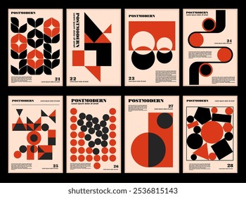 Obras de arte, carteles inspirados postmoderno de Vector abstracto dinámico con Formas geométricas audaces, útiles para el fondo de Web, diseño de carteles, portada de revistas, impresión de alta tecnología, portada.