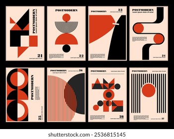 Artworks, posters inspired postmodern of vector abstract dynamic symbols with bold geometric shapes, useful for web background, poster art design, magazine front page, hi-tech print, cover artwork.