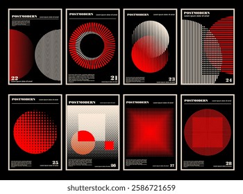 Artworks, posters inspired postmodern of vector abstract dynamic symbols with bold geometric shapes, useful for web background, poster art design, magazine front page, hi-tech print, cover artwork