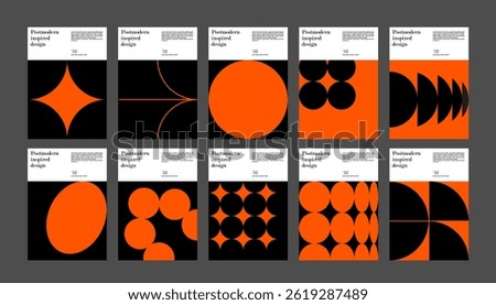 Artworks, posters inspired postmodern of vector abstract dynamic symbols with bold geometric shapes, useful for web background, poster art design, magazine front page, hi-tech print, cover artwork.