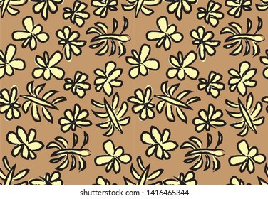 Arty Brush Stroke Floral Seamless Print