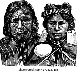 Aruaca nians are south American natives, vintage line drawing or engraving illustration.