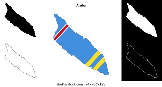 Aruba-Umriss-Kartensatz