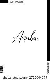 Aruba - Nombre de Country Estilo Cursivo Tipografía Texto Vector Diseño 
