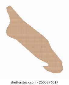 Aruba dotted map. Digital style map of the country on white background. Aruba shape with circle dots. Colored dots style. Small size circles. Simple vector illustration.
