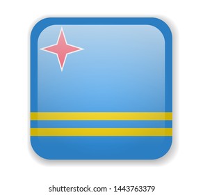 Aruba flag bright square icon. Vector Illustration