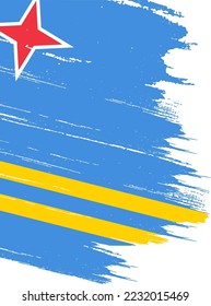 Aruba  flag with brush paint textured  on  white background