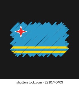 Aruba Flag Brush Painted Vector Illustration