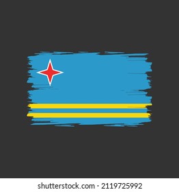 Aruba flag with brush stroke background