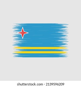 Aruba Flag Brush Strokes. National Flag