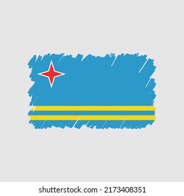 Aruba Flag Brush Strokes. National Flag