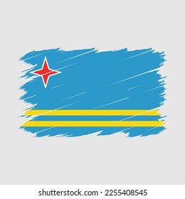 Aruba Flag Brush Vector Illustration
