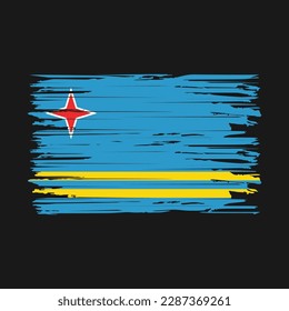 Aruba Flag Brush Vector Illustration