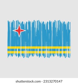 Aruba Flag Brush Vector Illustration