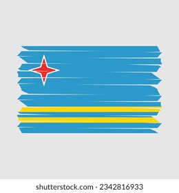 Aruba Flag Brush Vector Illustration