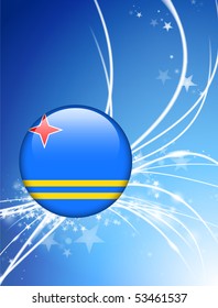 Aruba Flag Button on Abstract Light Background Original Illustration