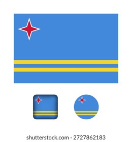 Coleção de Ícones Planos de Bandeira de Aruba