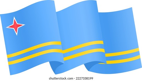 Aruba flag flying on white background