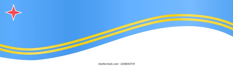 Aruba flag flying on white background