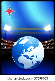 Bandera de Aruba con fondo de globo en el estadio Ilustración original