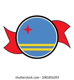 Aruba flag in glossy round button of icon. flag logo of Aruba emblem isolated on white background, Aruba national concept sign, Vector illustration.