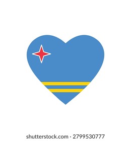 Aruba Flag Heart Shape Icon Love Symbol National Country Patriotic Vector Illustration