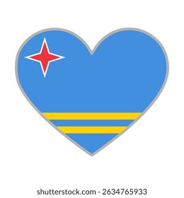 Aruba flag in heart shape. Love Aruba symbol. Vector illustration