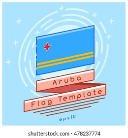 Aruba Flag  : Flag Icon With Festive Background : Vector Illustration