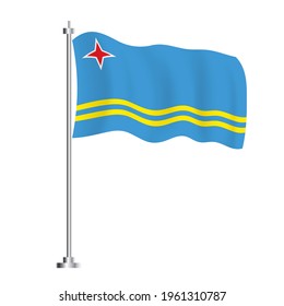 Aruba Flag. Isolated Wave Flag of Aruba Country. Vector Illustration. Independence Day.