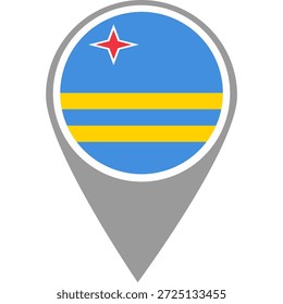 Aruba flag location pin, Aruba flag on location pin, Aruba map pointer in high quality