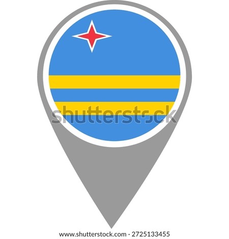 Aruba flag location pin, Aruba flag on location pin, Aruba map pointer in high quality