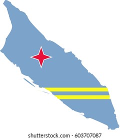 Aruba flag map.