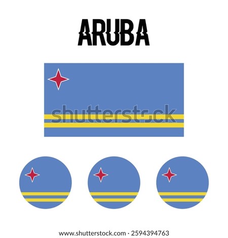 Aruba Flag. National Aruba flag. Flag of Aruba. Flag of Aruba Vector graphics