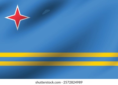 Aruba flag official colors and proportion digital vector illustration. Pleated flag.