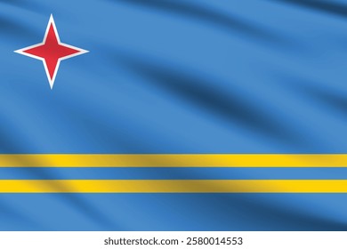 Aruba flag official colors and proportion digital vector illustration. Pleated flag.