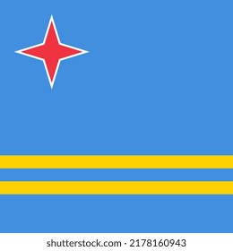Bandera de Aruba, colores oficiales. Ilustración vectorial.