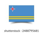 Aruba flag. Flag of Aruba. The official ratio. Flag icon. Standard color. Standard size. A rectangular flag. Computer illustration. Digital illustration. Vector illustration.