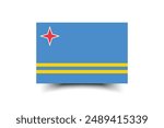 Aruba flag. Flag of Aruba. The official ratio. Flag icon. Standard color. Standard size. A rectangular flag. Computer illustration. Digital illustration. Vector illustration.