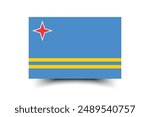 Aruba flag. Flag of Aruba. The official ratio. Flag icon. Standard color. Standard size. A rectangular flag. Computer illustration. Digital illustration. Vector illustration.