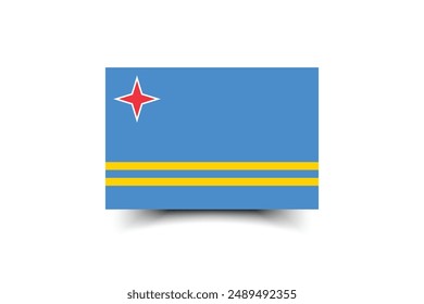 Aruba flag. Flag of Aruba. The official ratio. Flag icon. Standard color. Standard size. A rectangular flag. Computer illustration. Digital illustration. Vector illustration.